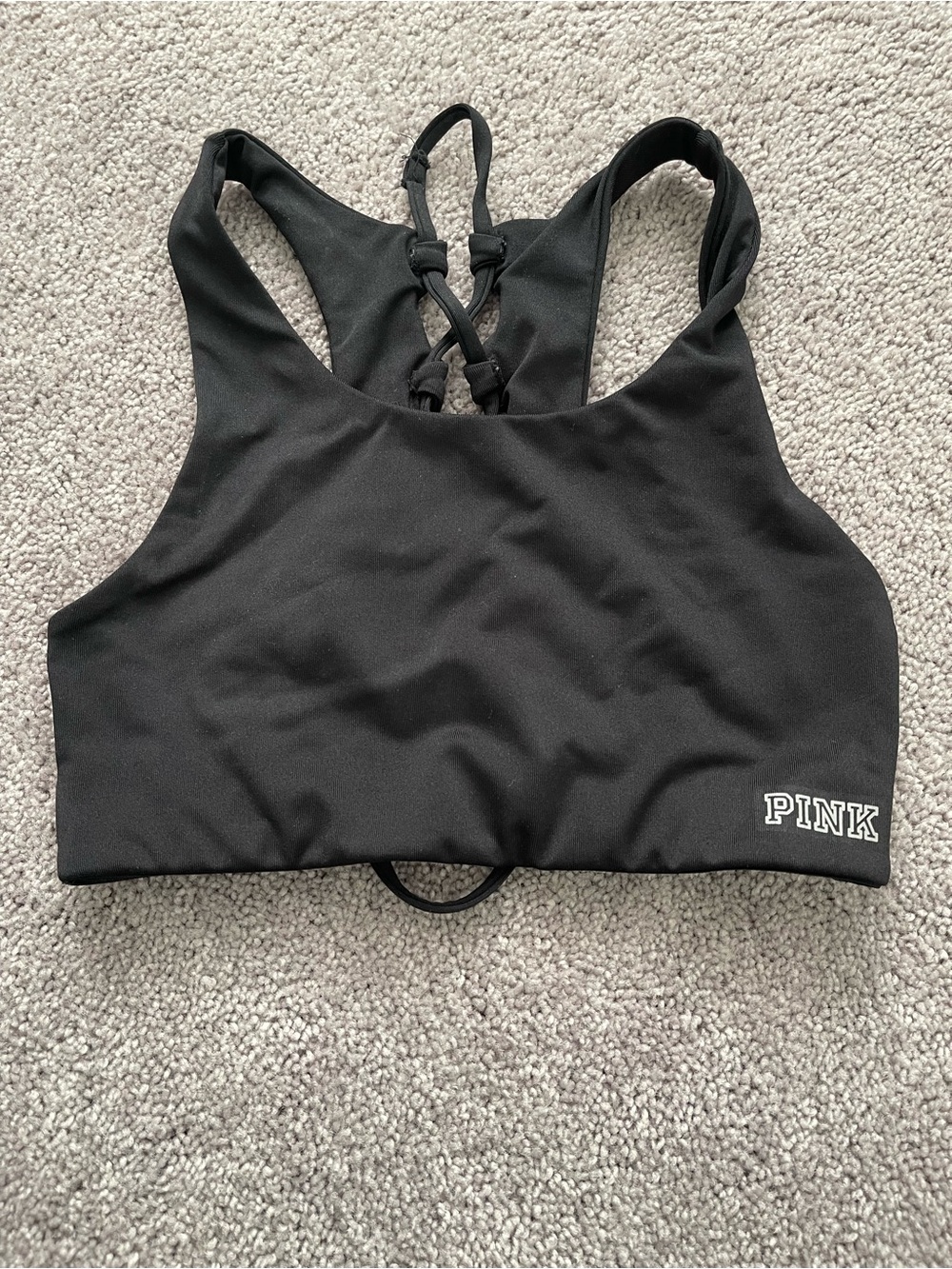 Victoria's Secret PINK Black Strappy Racerback Sports Bra